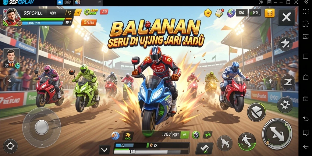 Tampilan balapan seru dalam 95PGPLAY dengan grafis menakjubkan.