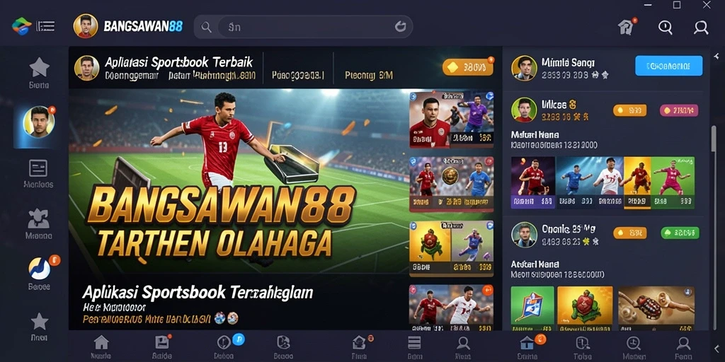 Tampilan aplikasi BANGSAWAN88 dengan fitur sportsbook yang menarik.