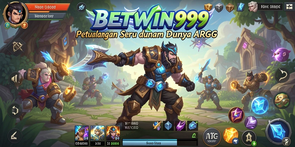 Screenshot gameplay BETWIN999 menampilkan pertarungan epik di dunia fantasi.