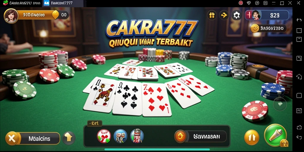 Screenshot gameplay seru CAKRA777 yang menampilkan kartu QiuQiu.