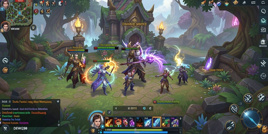Tangkapan layar gameplay DEWI288 menunjukkan pertempuran epik antarpemain.