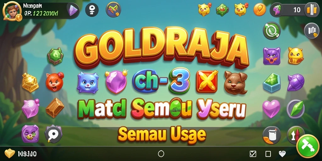 Tampilan gameplay GOLDRAJA yang menarik dengan tantangan Match-3.