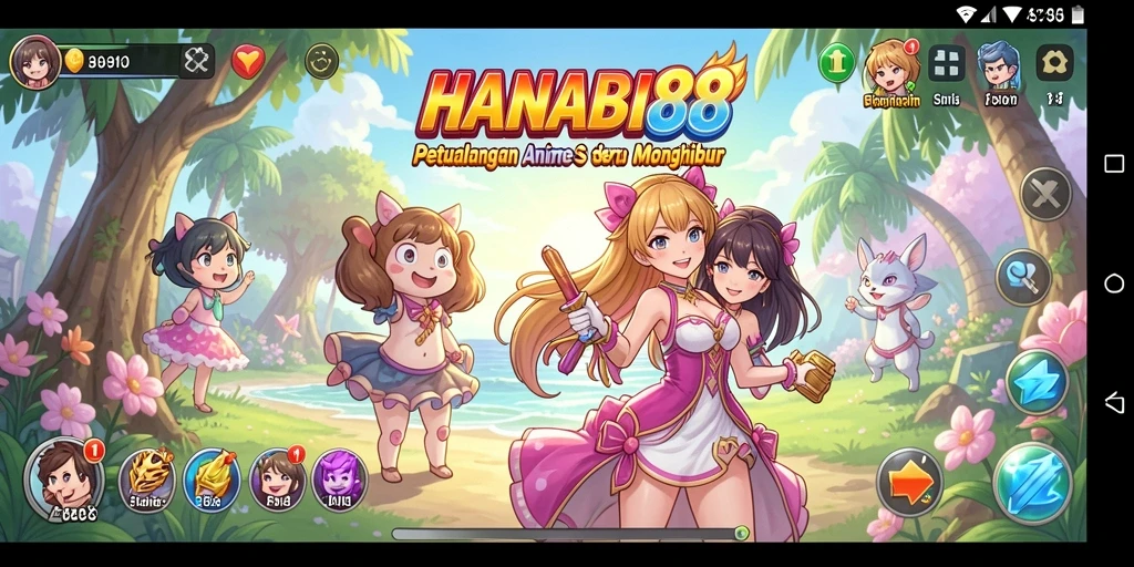 Tampilan seru gameplay HANABI88 dengan karakter anime yang hidup.