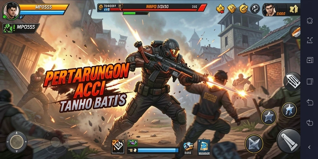 Tampilan aksi mendebarkan dari gameplay MPO555 saat pertarungan terjadi.