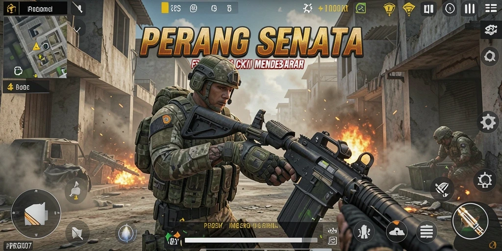 Gameplay PRG007 yang intens di arena pertempuran FPS.