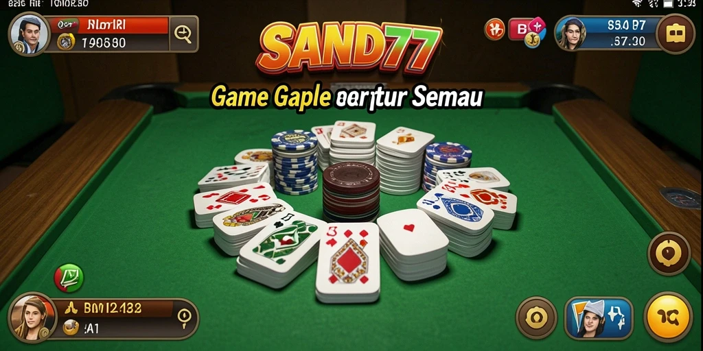 Gameplay SAND77 menampilkan suasana bermain Gaple yang seru.