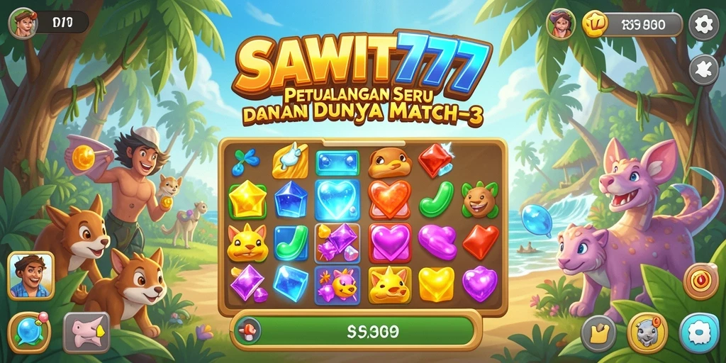 Gameplay seru SAWIT777 dengan tantangan Match-3 yang menarik.