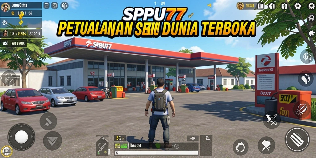 Tangkapan layar dari gameplay menarik SPBU77 di dunia terbuka.