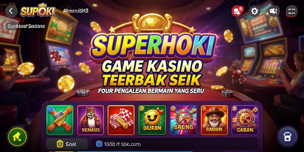 Tangkapan layar gameplay SUPERHOKI dengan visual menakjubkan di dunia Kasino.